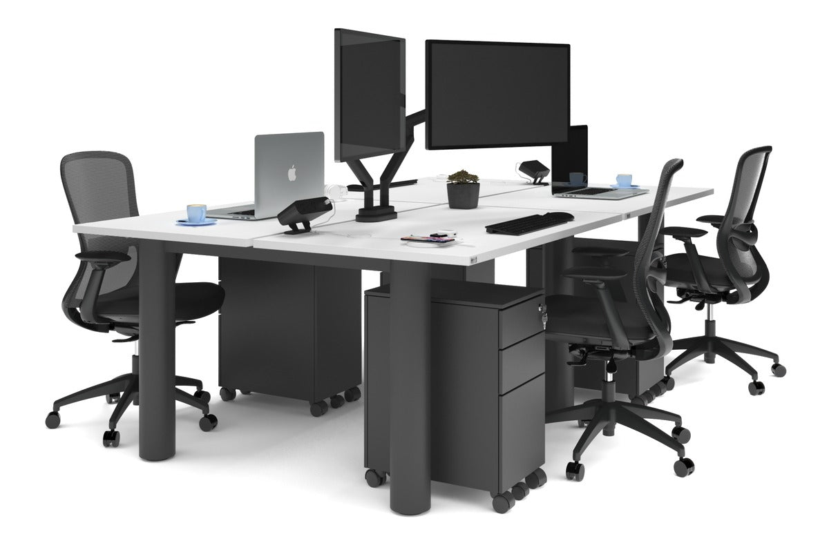 Quadro Cylinder Leg 4-Person Workstation